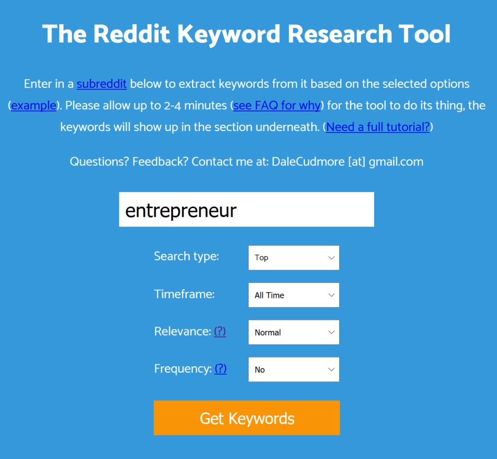 reddit keyword tool